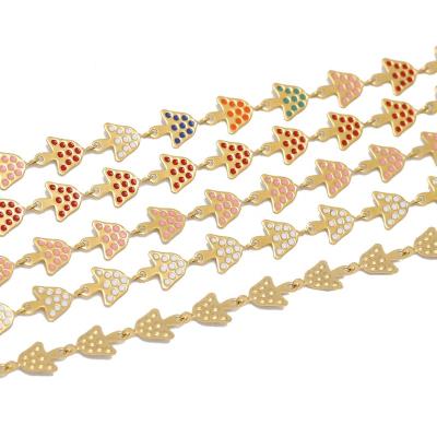 China DIY Jewelry Making Accessories Fashion Gold Mushroom Forms Enamel Chains For DIY Jewelry Making Anklets Bracelets Kids Necklaces Supplies for sale