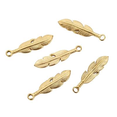 China CLASSIC 18k Gold Color Leaf Charms Stainless Steel Bracelet Pendants Earrings Findings DIY Jewelry Making Handmade Accessories for sale