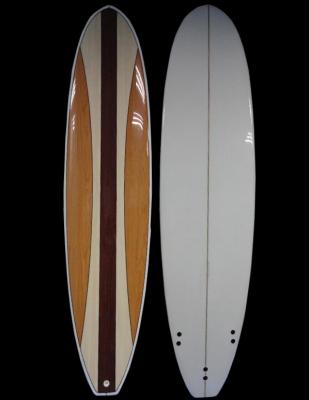 China Epoxy lightweight colored EPS foam core+Epoxy+Fiberglass+Bamboo veneer tint long surf board for water surfing for sale