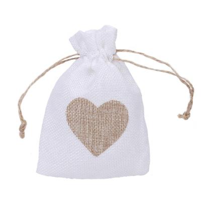 China Drawstring Storage Bag Heart Jute Favor Pockets with Drawstring Jute Coffee Bag for sale