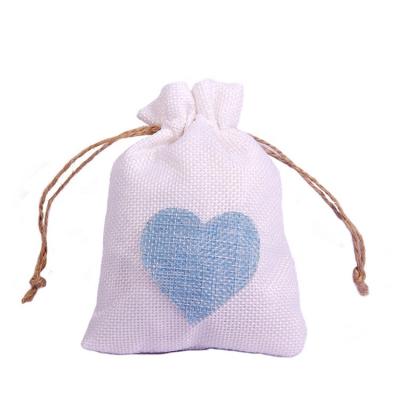 China Wholesale Gift Sack Burlap Heart Small Gift Bags With Lovely Drawstring Storage Bag for sale