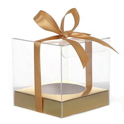 China Recyclable Custom Transparent PET Favor Clear Square Plastic Gift Boxes for sale