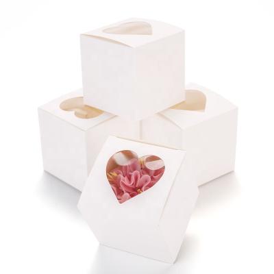 China Recyclable Cupcake Boxes With Clear Heart Kraft Windows Paper Bakery Boxes Cupcake Container for sale