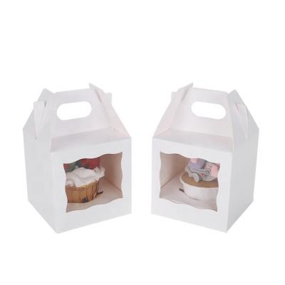 China Recyclable Muffin Package Cupcake Box With Clear Window Mini Cake Kraft Paper Box for sale