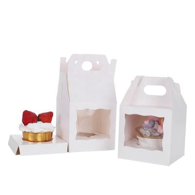 China Recyclable Portable Food Grade Muffin Cupcake Eggs Tart Cookies Packaging Boxes Window Cupcake Paper Boxes for sale