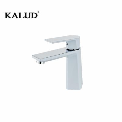 China China Chrome Faucets And Handle 59 White Copper Brass Body Zinc Color Single Metered Basin Faucet for sale