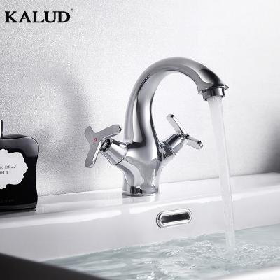 China Good Quality Chrome Single Hole Brass Faucet Modern Metered Basin Faucets Double High Taps Basin Faucets for sale