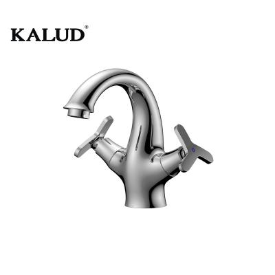 China Good Quality Chrome Color Single Hole Brass Faucet Modern Metered Basin Faucets Double High Basin Faucets Water Taps for sale