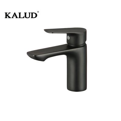 China Modern Simple Single Hole Brass Handle Faucet Water Metered Black Basin Faucets Faucet for sale