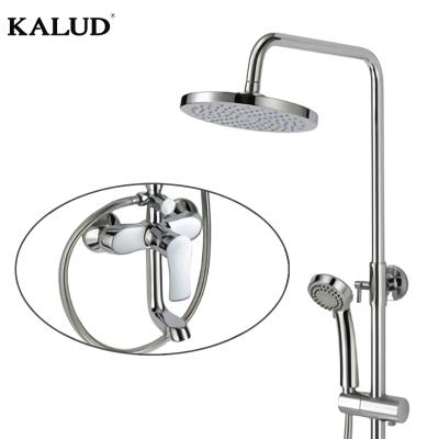 China Without Slide Bar Wall Mount Rainfall Shower Faucet Set Chrome Bathroom Waterfall System Bathroom Shower Mixer Tap Shower Set for sale