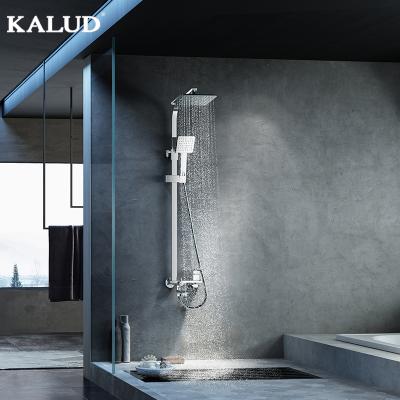 China Without Slide Bar K2337 Chrome Plated Bathroom Shower Brass Modern Shower Faucet Set Wall Mounted Rain Shower Set Faucet for sale