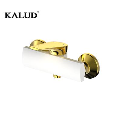 China Without Faucet High Quality Bathroom White And Gold Slide Bar Bath Shower Faucet Brass Shower Taps Shower Faucet for sale