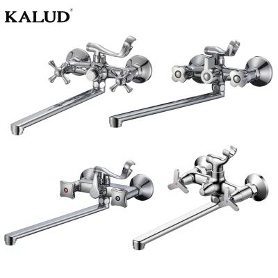 China Without Slide Bar Brass Hardware Water Faucet Tub Handle Bath Shower Faucets Double Wall Mounted European Style Mixer Taps For Shower Rooms for sale