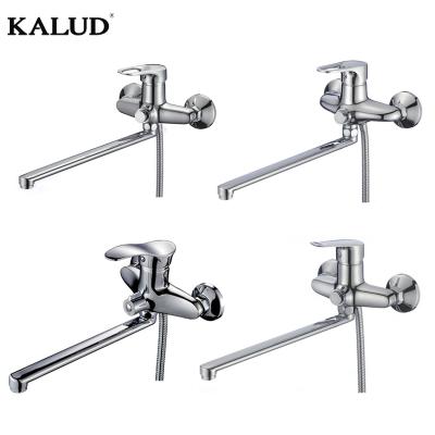 China Without Slide Bar Chrome Wall Mounted Mixer Tap Single Handle Bathtub Shower Faucet Modern Style Bath Shower Faucets With Hand Held Shower Head for sale