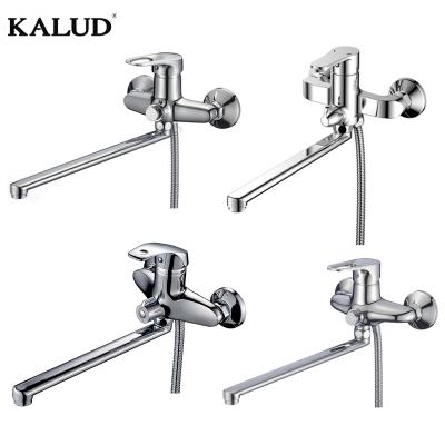 China Without Slide Bar Brass Body Chrome Plated Shower Faucets Exposed Mixers Taps Wall Mounted Shower Faucet Adapter With Single Handles for sale