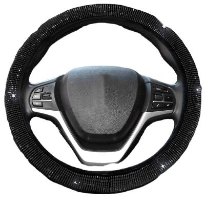 China Shiny Crystal Fiber Leather Car Steering Wheel Cover Charming Luxury Non-slip Ladies Fit Men for sale