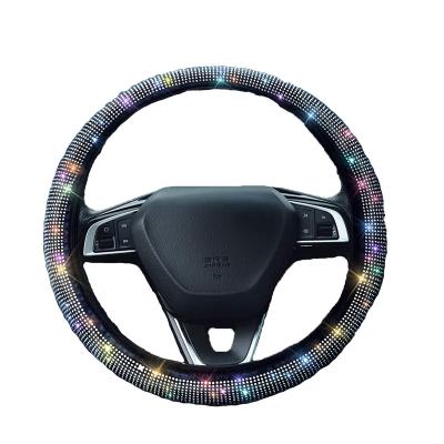 China Non-slip Car SUV Wheel Cover Breathable Anti-skid Steering Ladies Party Birthday Gift Shiny Rhinestone Steering Wheel Cover for sale