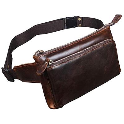 China Water Proof High Quality Vintage Leather Outdoor Waist Bag Men Ladies Travel Hiking Motorcycle Running Belt for sale