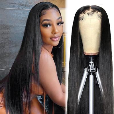 China New Design Long Straight Human Hair 13*4 Lace Front Wig Human Hair Wig 100% Natural Black Color For Woman for sale