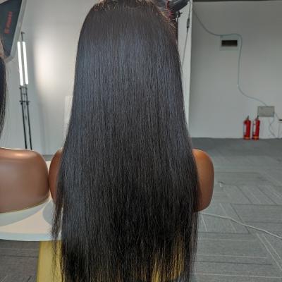 China Wholesale Silky Straight Wave 28inch 30inch Straight Pre Plucked Brazilian Hair Lace Front Wig for sale