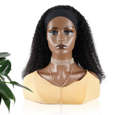 China No Curly Jerry Curl Cuticle Aligned Headband Laces Machine Made Long Hair Wig For Black Women for sale