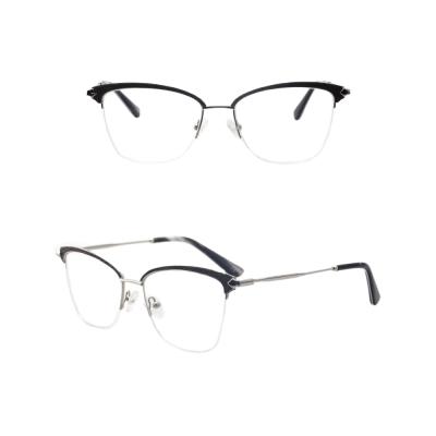 China Fashion Metal Optical Frame Acetate Temples Eyeglasses China Trendy Eyewear for sale