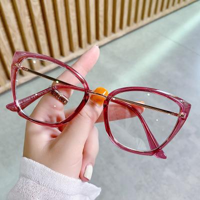 China Custom Logo Designer Women TR90 Cat Eye Frames Anti Blue Optical Frame Light Blocking Optical Glass Eyewear for sale