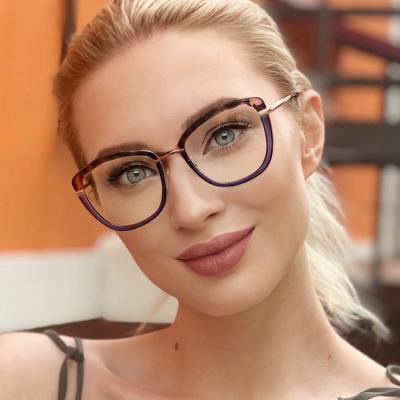 China Popular High Quality Women TR90 Cat Eye Frames Optical Frame Blue Light Blocking Eye Optical Glasses for sale