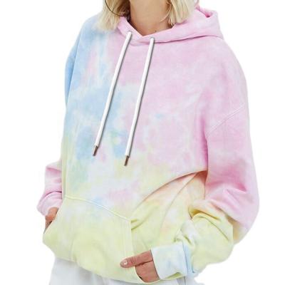 China Anti-Shrink Tie Dye Shirts Sweatshirt For Women Long Sleeves Hooded Sublimation Polyester Blank Hoodie for sale