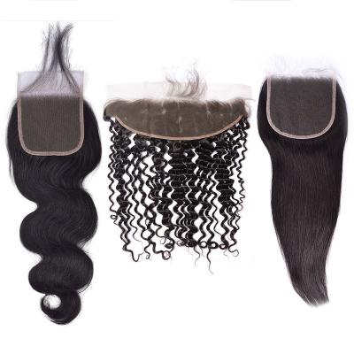 China Wholesale 13x6 13x4 5x5 HD Remy Wave Lace Frontal Wig Single Weft Brazilian Virgin Human Hair Loose Deep Wave Closure Wig With Bundles for sale