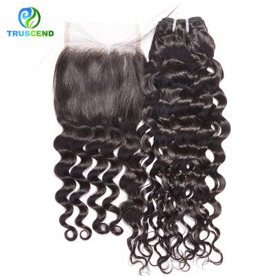 China Silky Straight Water Wave Bundles Brazilian Hair Weave Color 8-40 Inch Natural Remy Wet And Wavy Hair Extensions for sale