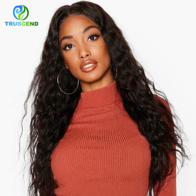 China Wholesale 100% Natural Original Hairline Water Wave Peruvian Pre Plucked Hair 13*4 Lace Front Wig for sale