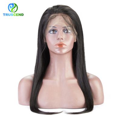 China Silky Straight Wave Truscend 8A 9A 10A Grade 150% 180% 250% Virgin Cuticle Aligned Brazilian Hair Pre Plucked Lace Front Human Hair Wig Straight for sale