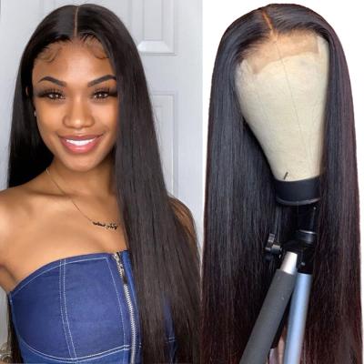 China Natural Hairline Pre Plucked 30 Inch 100% Brazilian Virgin Hair Full Lace Wigs Long Straight 4X4 Closure Brown Lace Front Wig For Black Women for sale