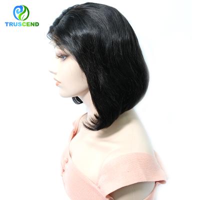 China 100% Silky Straight Wave VP Lace Closure Hair Wig Truscend Straight Remy Hair Short Bob Wigs 4*4 For Black Women for sale