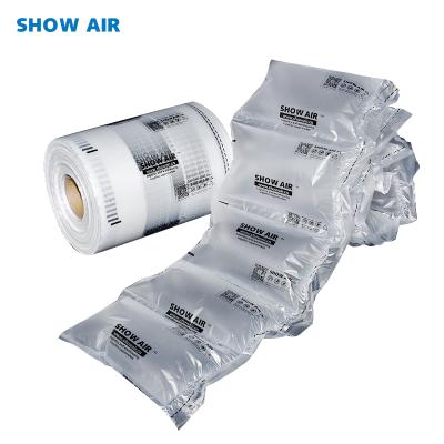 China High Strength Shock Resistance 200*100mm SHOW AIR Shock Resistance Length 500m Air Cushion Roll Film Bags for sale