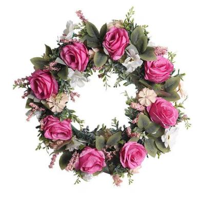 China Fashional New Design Artificial Cosmos and Daisy Wreath Colorful Blossom Foliage Garland With Great Price Decoration for sale