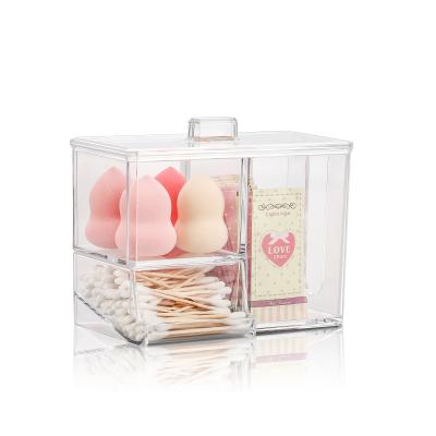 China Q-Tips Sustainable Acrylic Cotton Pads Cosmetic Storage Box for sale