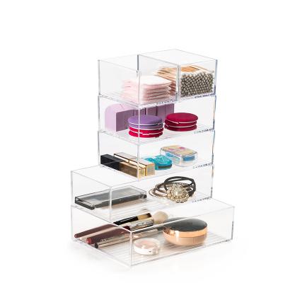 China Aplop Sustainable Convenient Clear Plastic Cosmetics Storage Stackable Organizer For Bathroom for sale