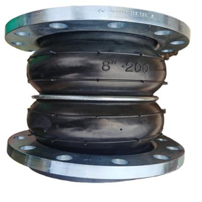 China Pipe Joint Lines Flange Flexible Ball Double Bellows Rubber Expansion Joint With Ring for sale