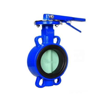 China General Malleable Iron Acid Alkali Flange Connection Double Clip Ptfe Jacketed Butterfly Valve for sale