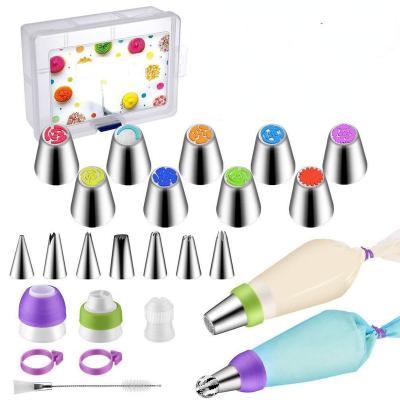 China Cake Decorating Tool Kit 34pcs Set Russian Tulip Flower Cake Piping Tips Pipe Nozzles Set Cake Decorating Russia Decorating Mouth Decorating Bag Cake for sale