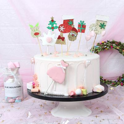 China 28-Pack Eco-Friendly Christmas Cupcake Toppers Material Picks Glitter Cake Toppers Party Decor Christmas Party Supplies Home Favors for sale