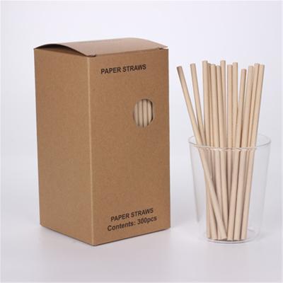 China Premium Eco-Friendly Paper Straws Dye Free Brown Kraft Paper Straws 300-Pack Disposable Biodegradable Paper Straws Bulk Drinking Straws For Juices for sale