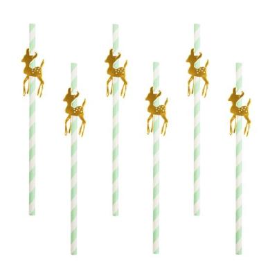 China Baby deer straws - little deer baby shower decor, party, paper straws 196*6mm for sale