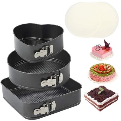 China Springform 3pcs Pan &Square Stocked Pan, Heart Shaped & Round, Detachable, Non-Stick, Chesecake Baking Pans for Baker for sale