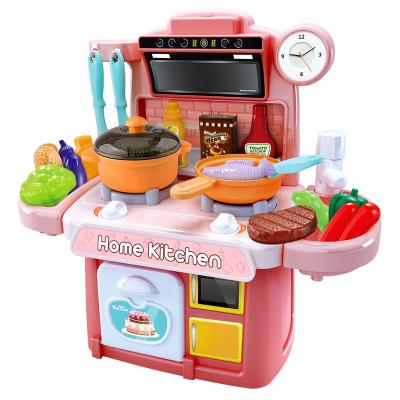 China Hot Selling Custom Toddler Metal Pretend Cooking Pretend Role Play Set Children Wooden Kitchen Toys For Girls for sale