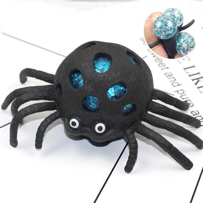 China Decompression Rubber Face Color Spider Skull Duct Luminous Toy Vent Ball Leisure Decompression Toys for sale