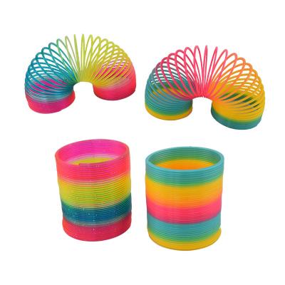 China Environmental Friendly Plastic Colorful Rainbow Circle Bending Plastic Magic Spring Coil Toy For Children for sale