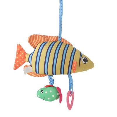 China Soft Velboa 0-1 Years Newborn Hand Comfort Bell Grasp Marine Fish Can Be Gnawed Hand Grip Crib Bell Vibrating Toy for sale